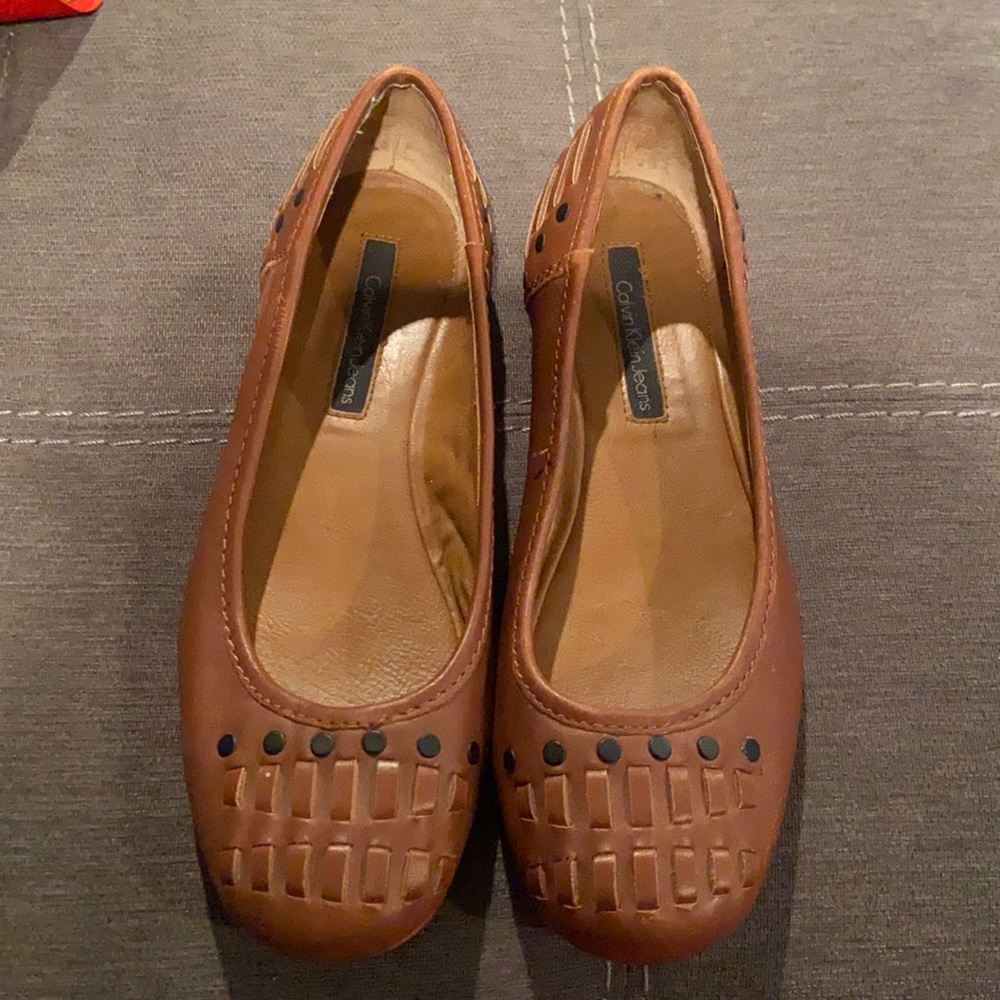 Brown Calvin Klein flats